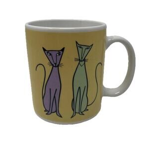 Max and Lucy Mug Retro Cat Yellow Vintage Sophisticated Kitty Illustrated MCM